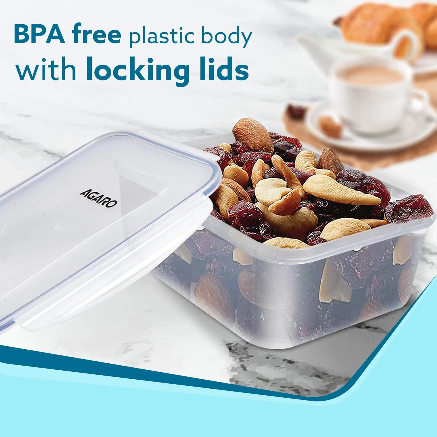 Food Storage Container With Lid, Multipurpose, Rectangular, Leak Proof, BPA Free, 120Ml, 240ml, 500ml, 1L, 1.5L, 2.5L, Set of 6 - Image 3