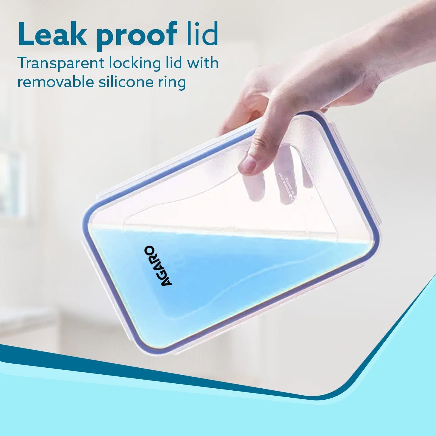 Airtight  Container, Food Storage Container With Lid, Multipurpose Kitchen Container, Rectangular Plastic Body, Leak Proof, BPA Free, Capacity 500ML, 1L, 1.5L, Set of 3 - Image 4