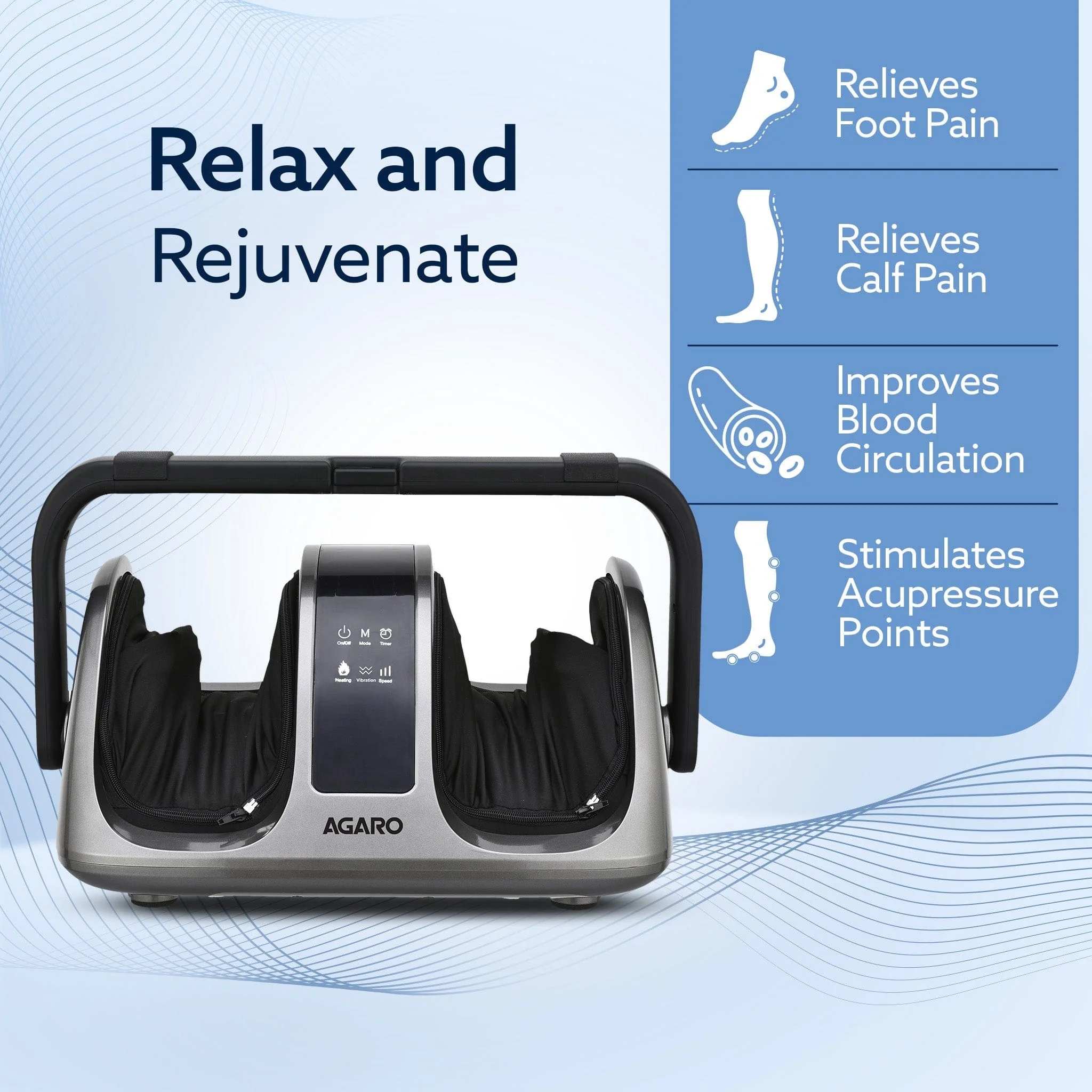 Primo Foot Massager, Kneading & Rolling Function, Lukewarm Heat, Vibration, Timer, for Pain Relief, Muscle Relaxation & Improving Blood Circulation - Image 9
